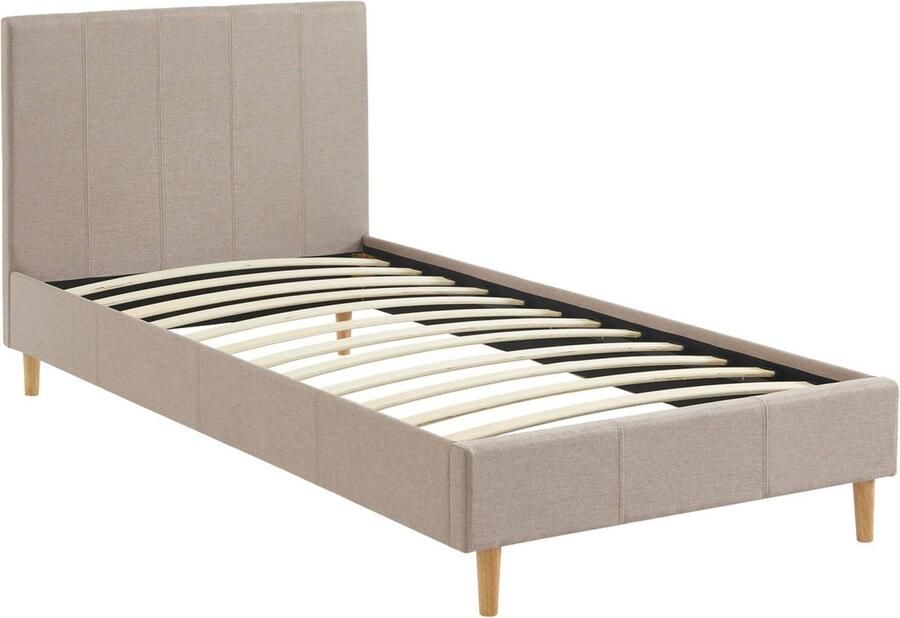 Sweeek Bed met lattenbodem en hoofdeinde stoffen afwerking b202 x d96 x h88cm