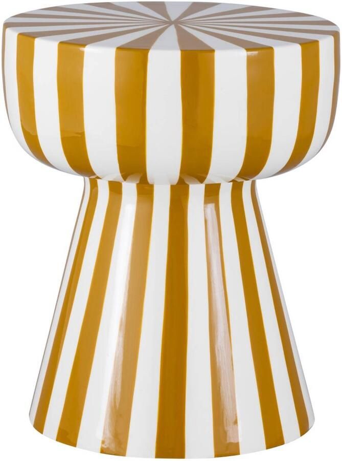 Sweeek Bijzettafel nachtkastje geëmailleerd staal gestreept ø34 x h41cm