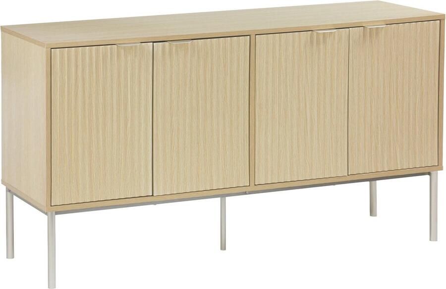 Sweeek Buffetkast met champagnekleurig hout- en metaaleffect 4 deuren 140cm