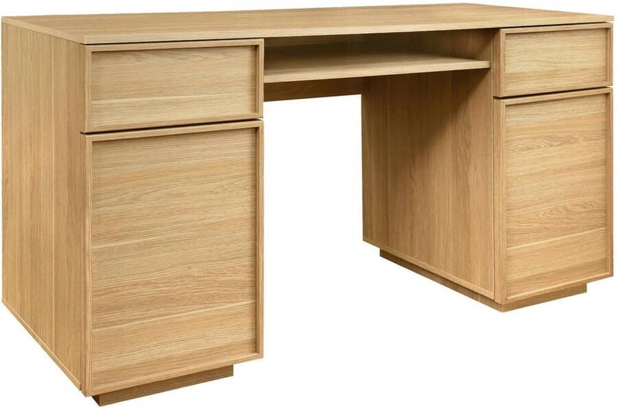Sweeek Bureau houteffect bureau 2 deuren 2 laden 1 nis l 140 x b 55 x h 72cm kuba