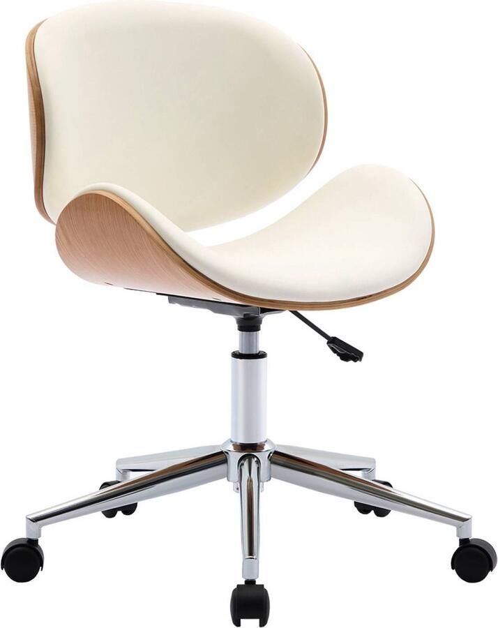 Sweeek Bureaustoel met wielen gebogen hout en kunstlederen afwerking
