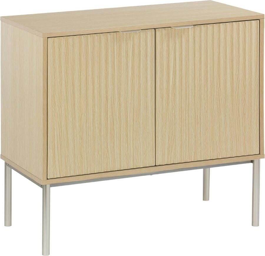Sweeek Champagne dressoir met hout- en metaaleffect 2 deuren 80cm