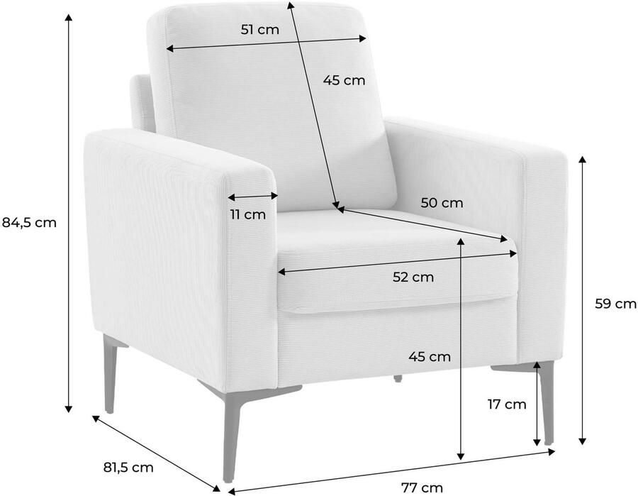 Sweeek Fauteuil 1 zitplaats met metalen poten en corduroy bjorn - Foto 2