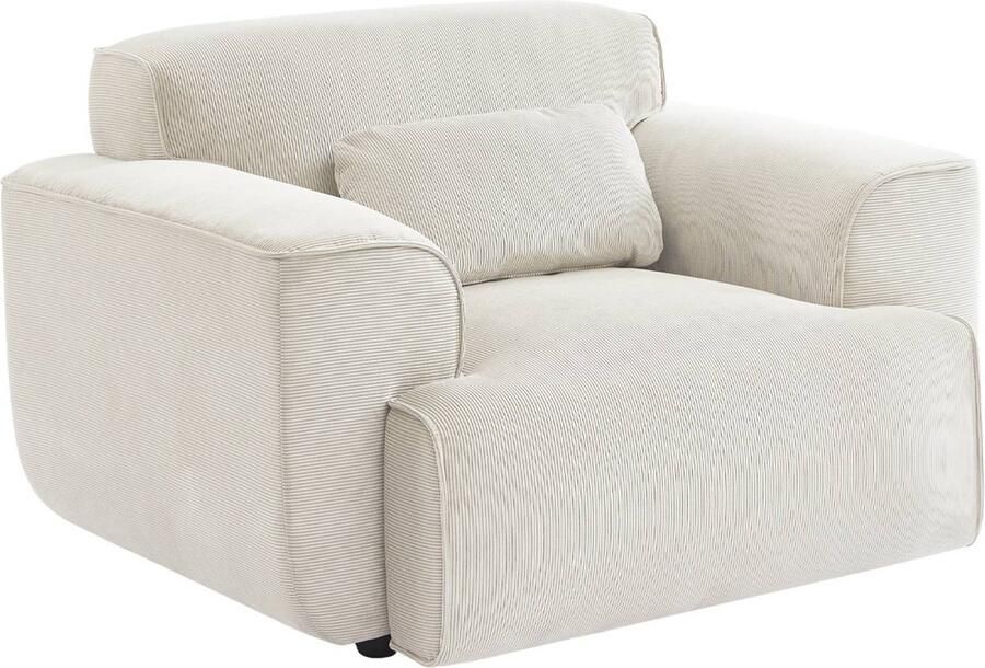 Sweeek Corduroy fauteuil ronde lijnen kussen inbegrepen wallas b 118 x d 98 x h 73cm