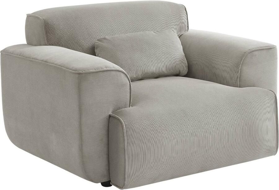 Sweeek Corduroy fauteuil ronde lijnen kussen inbegrepen wallas b 118 x d 98 x h 73cm