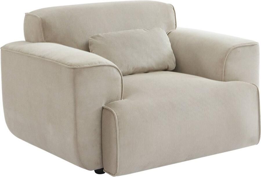 Sweeek Corduroy fauteuil ronde lijnen kussen inbegrepen wallas b 118 x d 98 x h 73cm