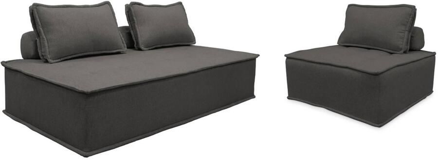 Sweeek Dao fauteuil en modulaire 2-zitsbank in stof met kussen plaats voor 3