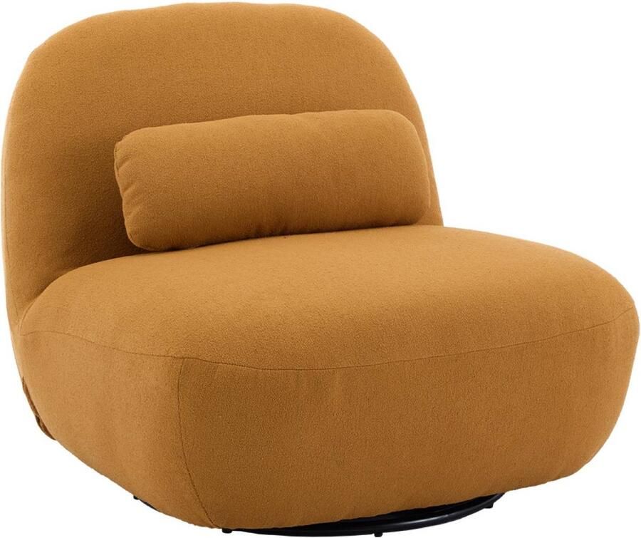 Sweeek Draaiende fauteuil 360° in gestructureerde bouclette en metaal met kussen