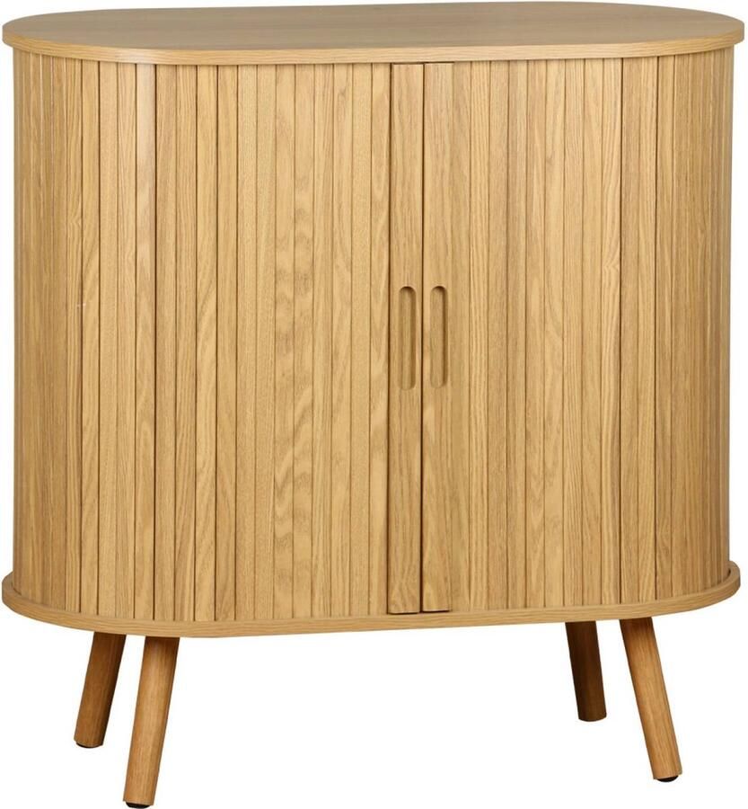 Sweeek Dressoir met 2 schuifdeuren en plank gegroefd houteffect lage buffetkast l 80 x b 40 x h 80cm legacy