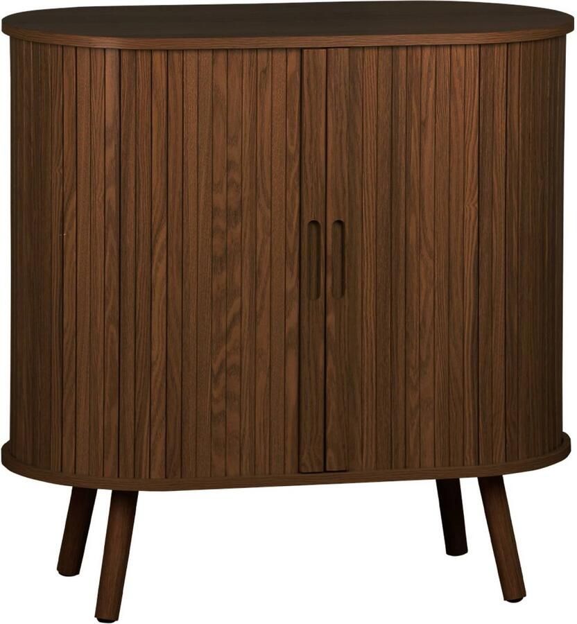 Sweeek Dressoir met 2 schuifdeuren en plank gegroefd houteffect lage buffetkast l 80 x b 40 x h 80cm legacy