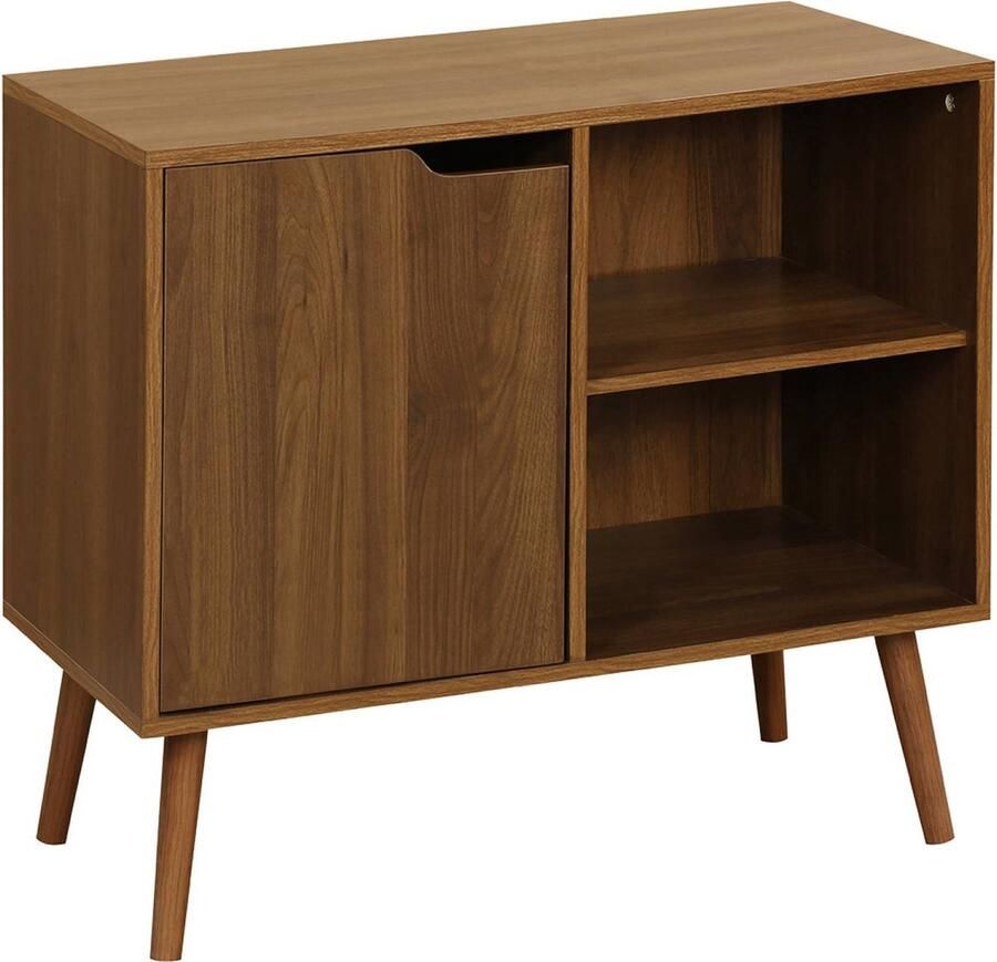 Sweeek Dressoir met walnoothout decor 1 deur 2 planken 80cm