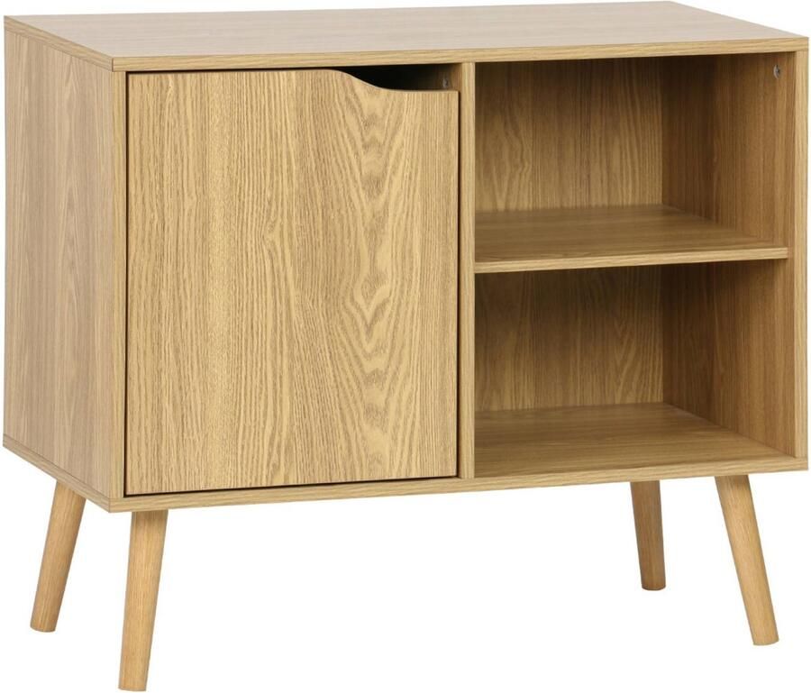 Sweeek Dressoir met walnoothout decor 1 deur 2 planken 80cm