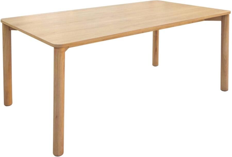 Sweeek Eettafel rubberhout en eikenfineer rechthoekig 6 plaatsen 180 x 100 x 75 cm solene