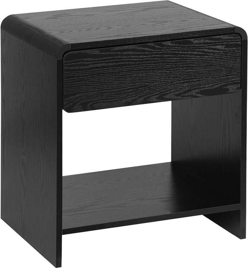 Sweeek Eigentijds nachtkastje met afgerond design 1 lade en 1 praktische plank