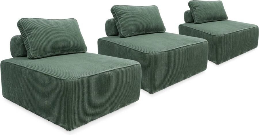 Sweeek Set van 3 fauteuils voor modulaire bank corduroy 1 zitplaats l 90 x b 90 x h 78 cm lao