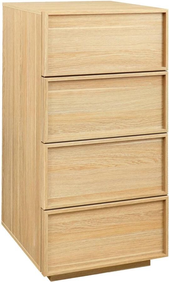 Sweeek Houteffect ladekast met 4 laden l 48 x b 43 x h 98 5cm kuba