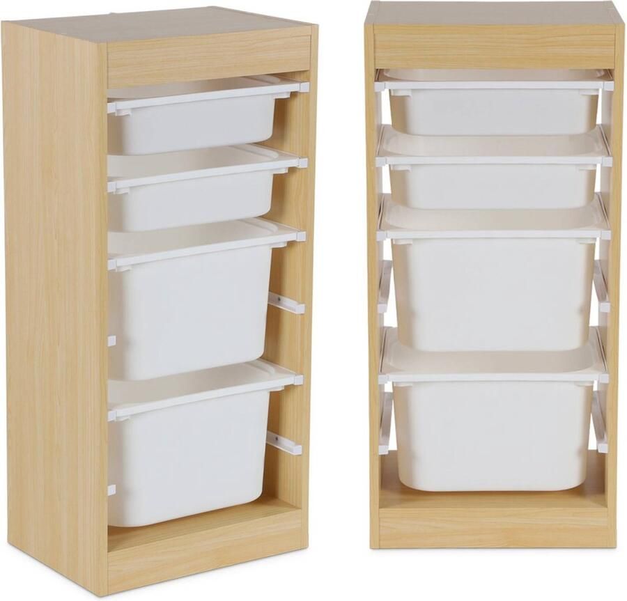 Sweeek Kinder opbergmeubel met 4 opbergbakken 41 5 x 30 x 89 cm (set van 2)