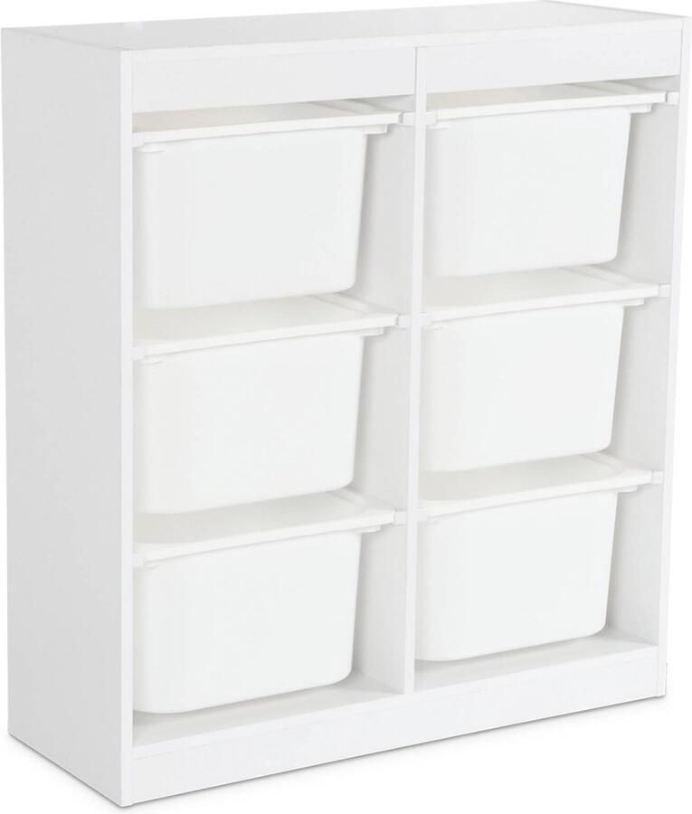 Sweeek Kinderopbergmeubel met 6 plastic opbergbakken