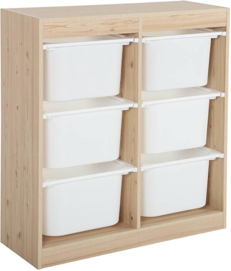 Sweeek Kinderopbergmeubel met 6 plastic opbergbakken