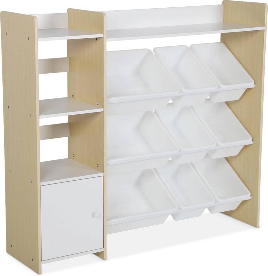 Sweeek Kinderopbergmeubel met 9 opbergbakken 4 planken 1 deur