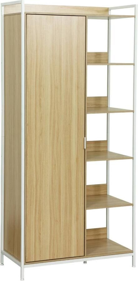 Sweeek Kledingkast met 1 hangdeel 6 legplanken en 1 deur b 100 x d 48 x h 190 cm
