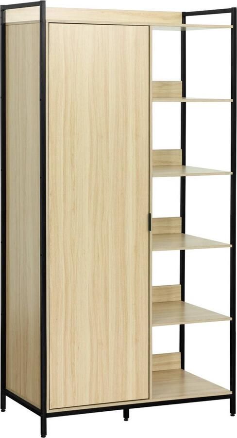 Sweeek Kledingkast met 1 hangdeel 6 legplanken en 1 deur b 100 x d 48 x h 190 cm