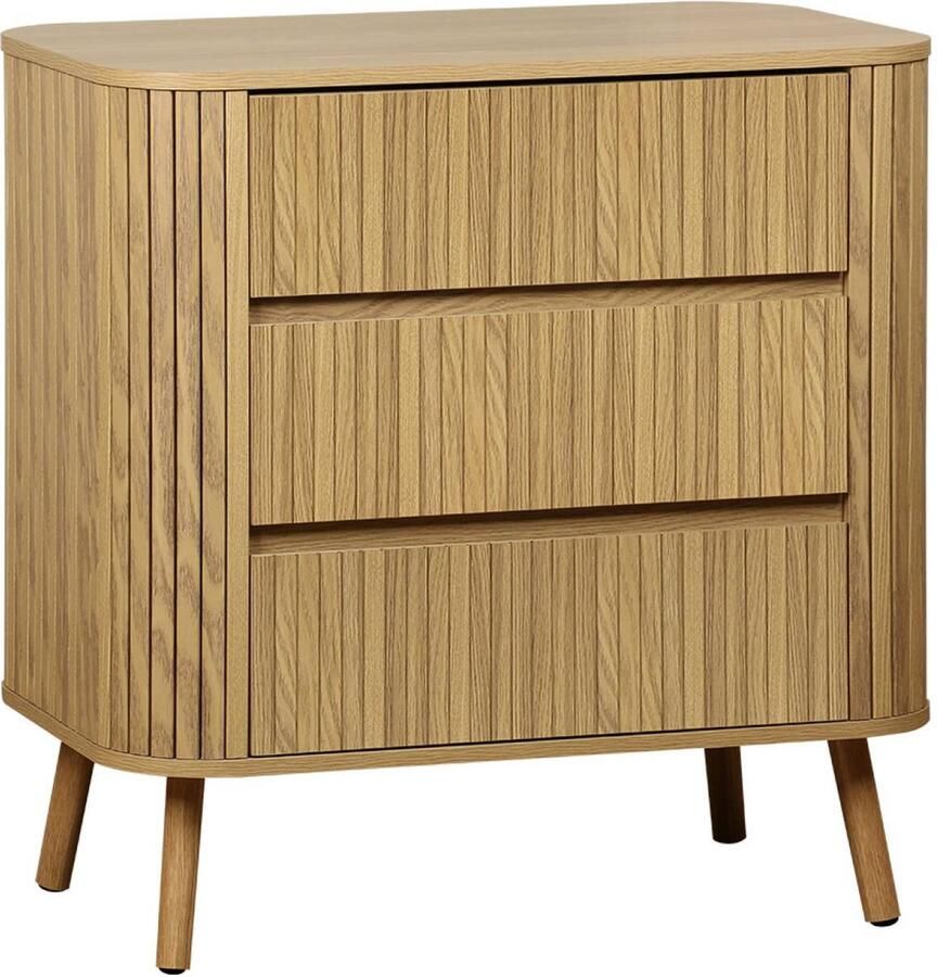 Sweeek Ladekast met 3 laden natuurlijke gestreepte afwerking b 80x d 45 h 80cm