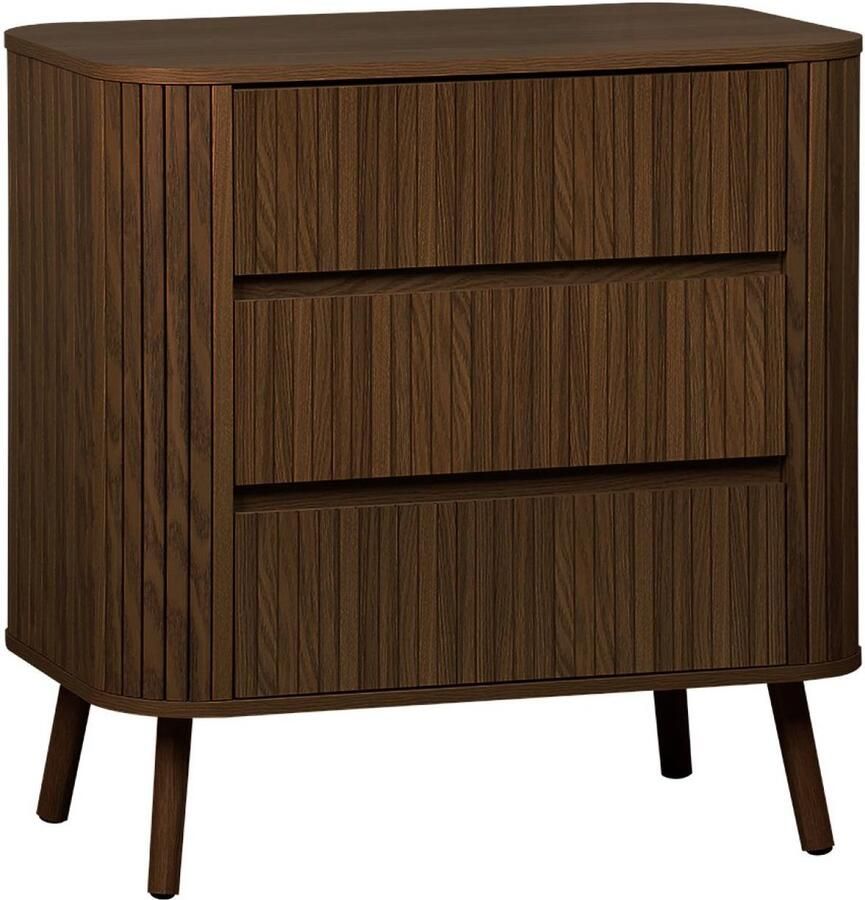 Sweeek Ladekast met 3 laden gegroefd houtdecor l 80 x b 45 h 80cm legacy