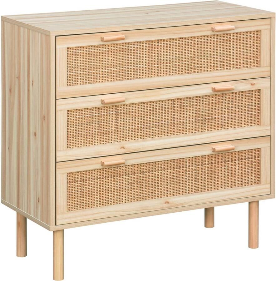 Sweeek Ladekast met 3 lades rotan en houteffect.