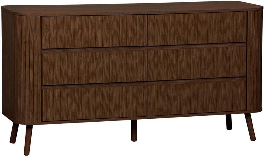 Sweeek Ladekast met 6 laden gegroefd houtdecor l 150 x b 45 x h 80cm legacy