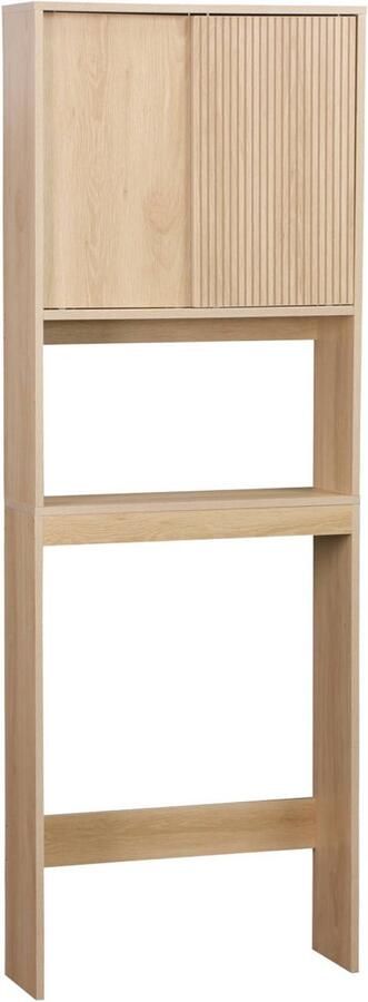 Sweeek Linear wc-meubel met schuifdeuren 3 opbergruimtes natuurlijk 64 x 20 x 180 cm