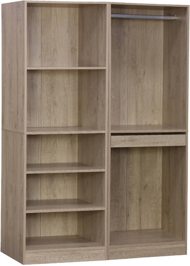 Sweeek Modulaire kledingkastset met 2 elementen planken hanggedeelte broekhouder 120 x 45 x 180 cm