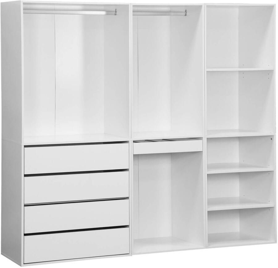 Sweeek Modulaire kledingkastset met 3 elementen planken laden hanggedeelte broekhouder 200 x 45 x 180 cm