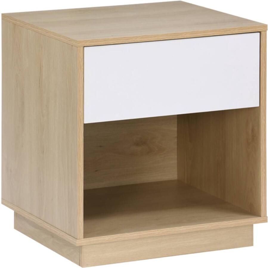 Sweeek Nachtkastje 1 lade 1 nis tweekleurig houteffect