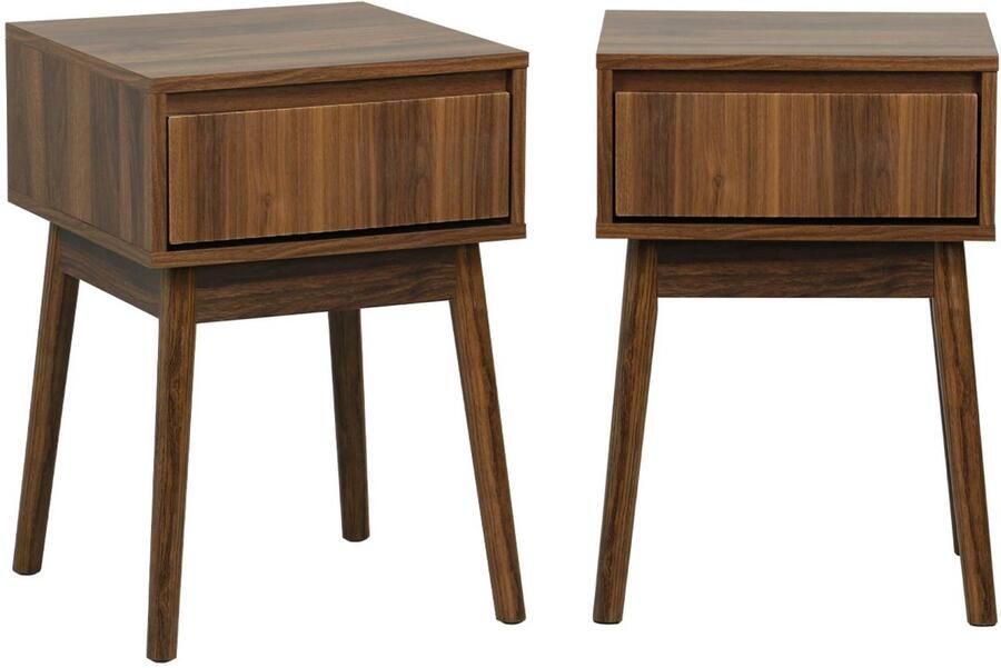 Sweeek Nachtkastje hout decor 1 lade (set van 2)