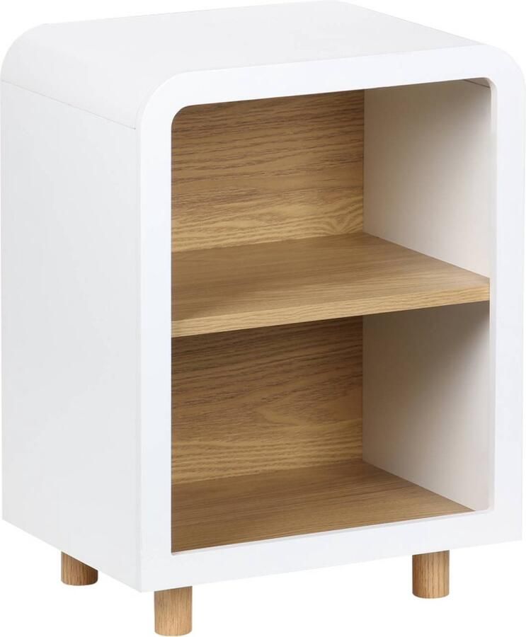 Sweeek Nachtkastje met wit en natuurlijk houteffect 2 vakken