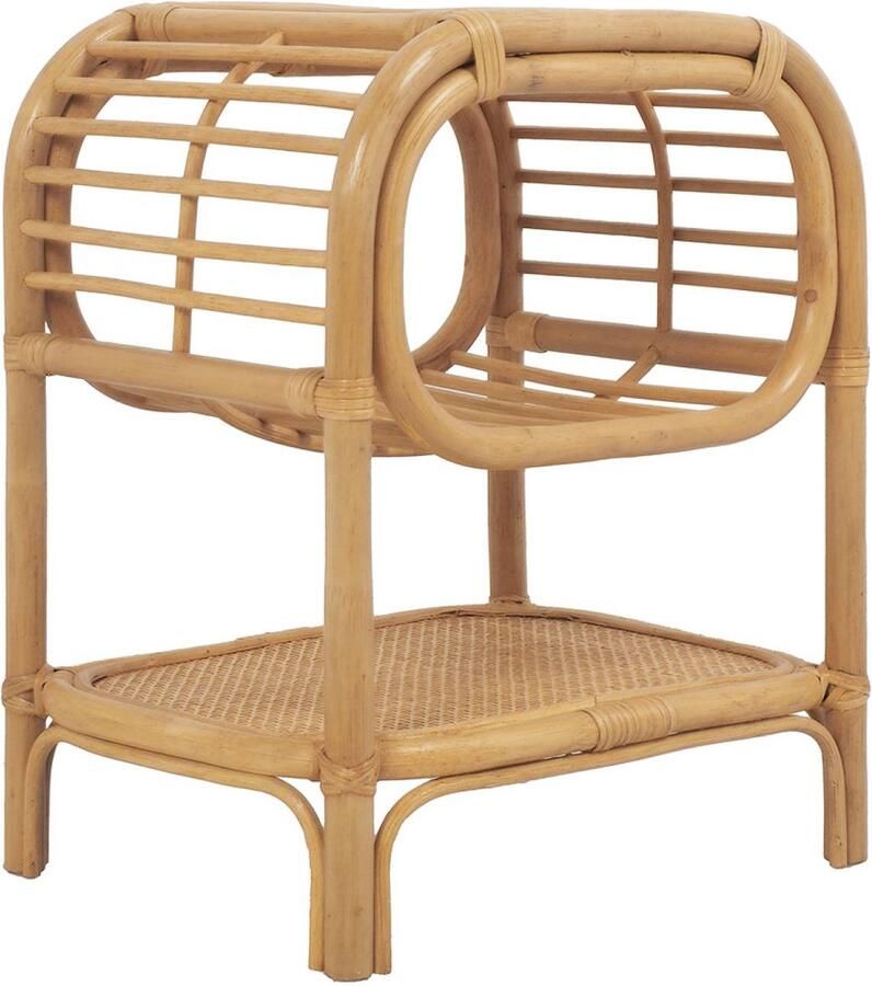 Sweeek Nachtkastje van gebogen natuurlijk rotan 1 plank 1 nis l 40 x b 30 x h 50cm serang