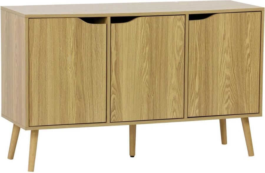 Sweeek Opbergkast in houtdecor met 3 deuren en 3 legplanken 120cm