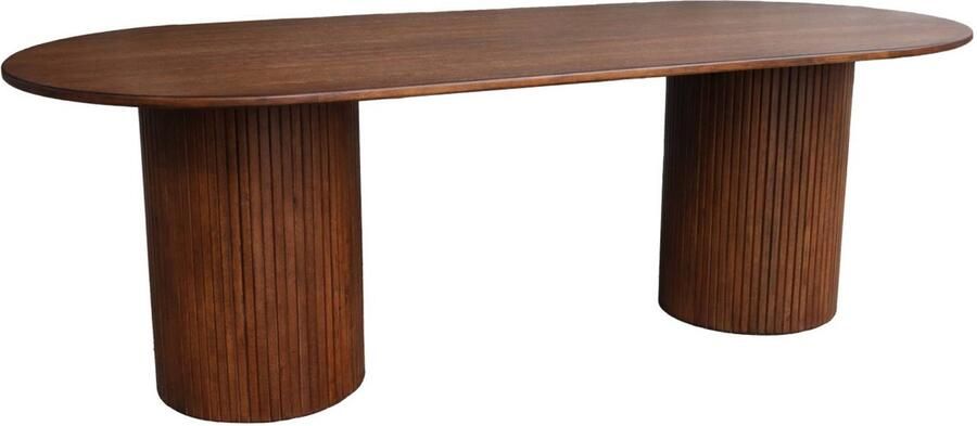 Sweeek Ovale eettafel rubberhout en eikenfineer 8 plaatsen l 220 x b 100 x h 73 cm estelle