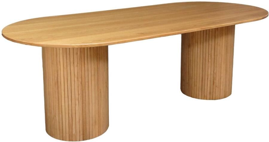 Sweeek Ovale eettafel rubberhout en eikenfineer 8 plaatsen l 220 x b 100 x h 73 cm estelle