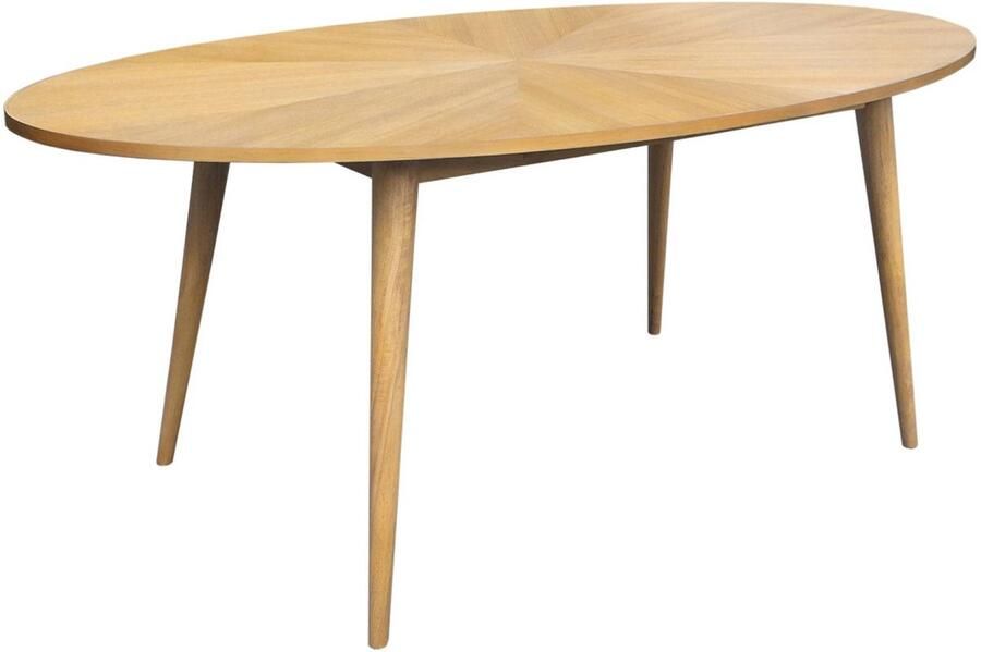 Sweeek Ovale eettafel van rubberhout en eikenfineer 6 plaatsen l 190 x b 100 x h 75 cm diane