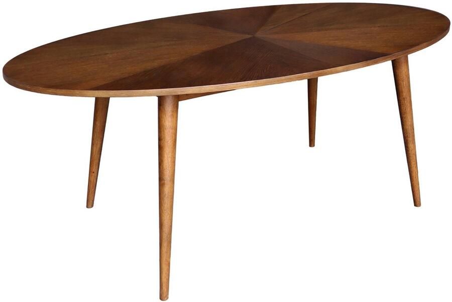 Sweeek Ovale eettafel van rubberhout en eikenfineer 6 plaatsen l 190 x b 100 x h 75 cm diane