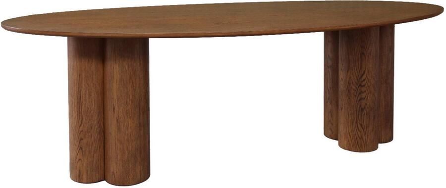 Sweeek Ovale eettafel van rubberhout en eikenfineer 8 zitplaatsen 220cm leonore