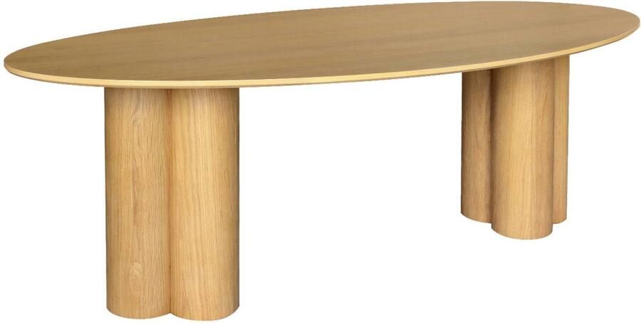 Sweeek Ovale eettafel van rubberhout en eikenfineer 8 zitplaatsen 220cm leonore