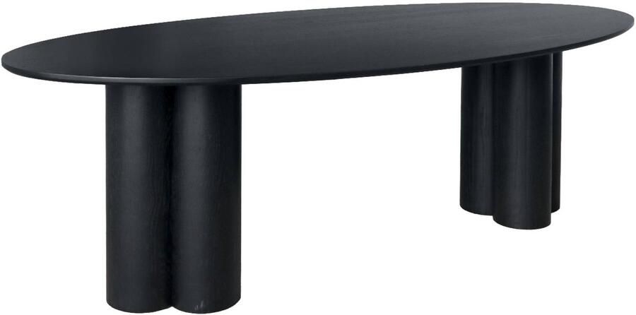 Sweeek Ovale eettafel van rubberhout en eikenfineer 8 zitplaatsen 220cm leonore