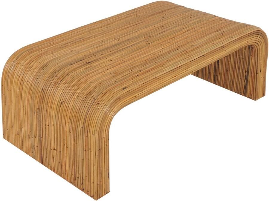 Sweeek Rechthoekige salontafel in natuurlijk rotan 110cm afgeronde hoeken b 110 x d 60 x h 40cm
