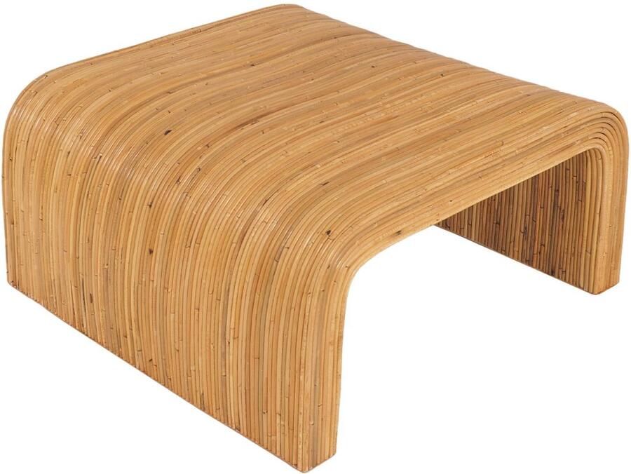 Sweeek Rechthoekige salontafel in natuurlijk rotan 80cm afgeronde hoeken b 80 x d 80 x h 40cm