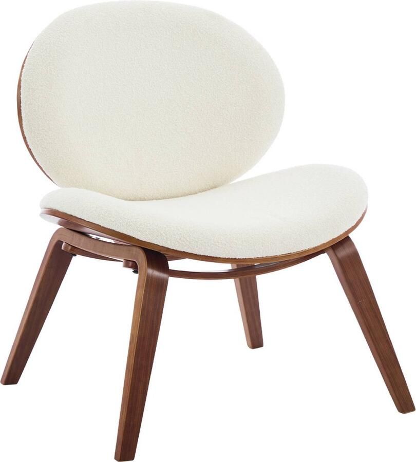 Sweeek Relaxfauteuil met gebogen hout en gestructureerde badstof afwerking