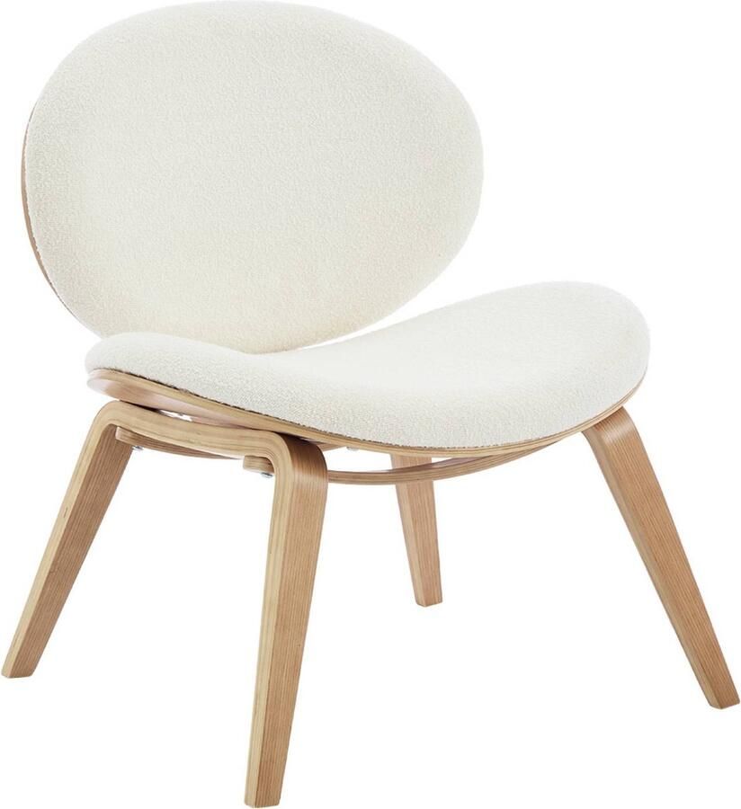 Sweeek Relaxfauteuil met gebogen hout en gestructureerde badstof afwerking