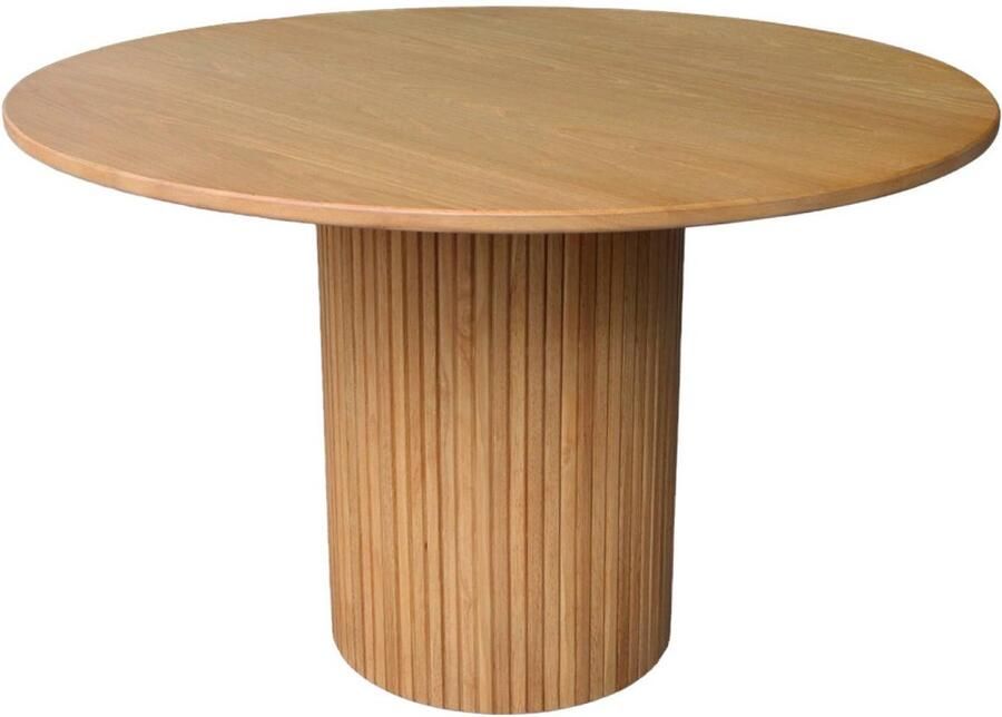 Sweeek Ronde eettafel van rubberhout en eikenfineer 4 plaatsen ø 115 x 73 cm estelle